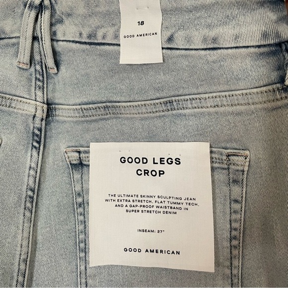 NWT Good American Good Legs Crop Long Fray Hem Jeans size 18 Blue669 - Picture 9 of 9